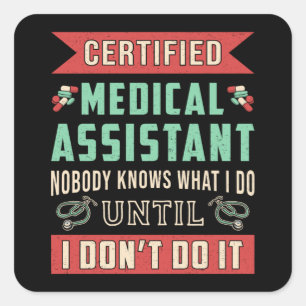 Adesivo Quadrado Assistente Médico Certificado Enfermeira Enfermei
