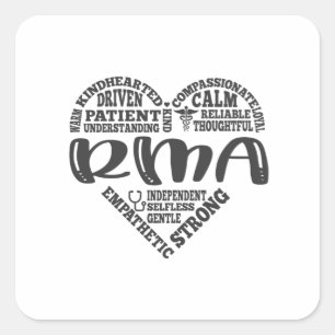 Adesivo Quadrado Assistente médico registrado, rma