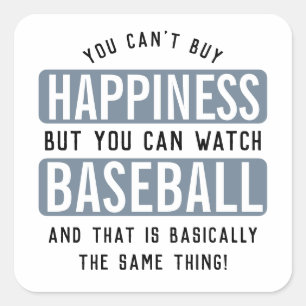 Adesivo Quadrado Assistir Baseball é Felicidade Beisebol Engraçado