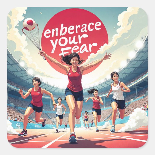 Adesivo Quadrado Assuma Seu Medo - corredor motivacional kawaii (Frente)