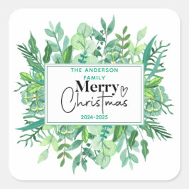 Adesivo Quadrado Assunto: Grama Verde de Aquarela - Festa de Natal