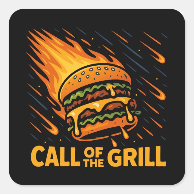 Adesivo Quadrado Asteroide Burger Call Of The Grill (Frente)
