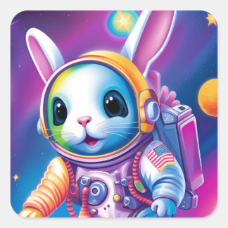 Adesivo Quadrado Astro-Bunny Stickers