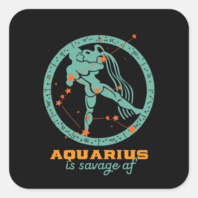 Adesivo Quadrado Astrologia Zodiac Estrela Funny Aquarius Astrology (Frente)