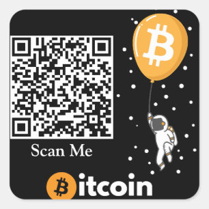 Adesivo Quadrado Astronauta Bitmoeda à Lua - Código Qr Btc Crypto