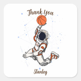 Adesivo Quadrado Astronauta Cinto Galáxia Espacial Exterior Basquet