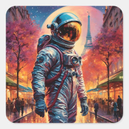 Adesivo Quadrado astronauta em Paris