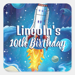 Adesivo Quadrado Astronauta Galáxia Astronauta Shuttle Rocketday