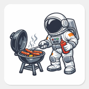 Adesivo Quadrado Astronauta Grelhando