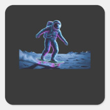 Astronauta Neon Fazendo Skate na Lua