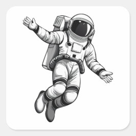 Adesivo Quadrado Astronauta no espaço