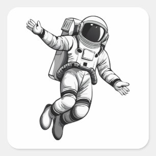 Adesivo Quadrado Astronauta no espaço