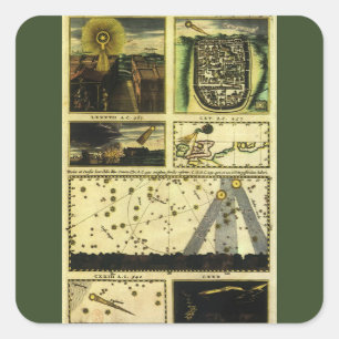 Adesivo Quadrado Astronomia Vintage, Stella Magorum, Estrelas Celes