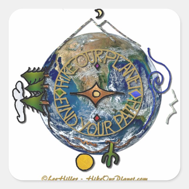 Adesivo Quadrado Atacar a Terra do nosso planeta Hiker (Frente)
