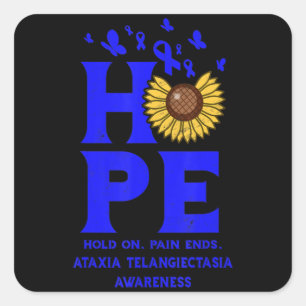Adesivo Quadrado Ataxia Telangiectasia Blue Hope Vintage Girassol