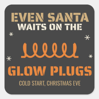 Adesivo Quadrado Até o Papai Noel Espera pelos Plugs de Aquecimento