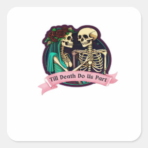 Adesivo Quadrado Até que a Morte nos Separe Arte de São Valentim –