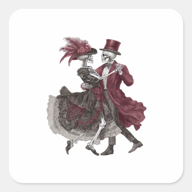 Adesivo Quadrado Até que a Morte Nos Separe – Casal de Esqueletos V (Frente)