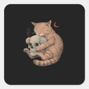 Adesivo Quadrado Até que a Morte nos Separe Festa Caveira de Gato C