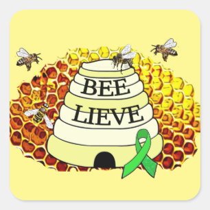 Adesivo Quadrado Atenção À Doença De Lyme De Bee-Lieve