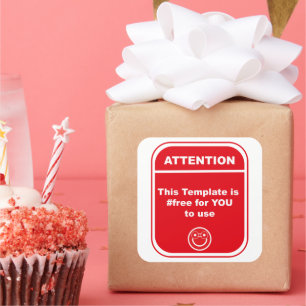 Adesivo Quadrado Atenção Este Modelo é #livre para usar o Cutomi