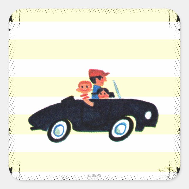 Adesivo Quadrado Atingindo a estrada 3 aberta (Frente)