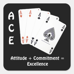 Adesivo Quadrado Atitude ACE + Compromisso = Excelência