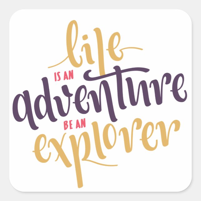 Adesivo Quadrado Atitude, Coragem, Citação Motivacional De Vida Sem (Frente)