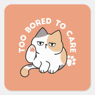 Adesivo Quadrado Atitude de Gato Preguiçoso – Muito Entediado para