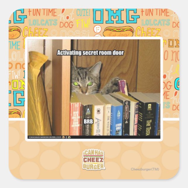 Adesivo Quadrado Ativando Porta da Sala Secreta (Frente)