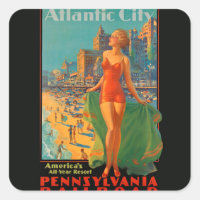 Atlantic City Beach Beauty Vintage Trabalho de art