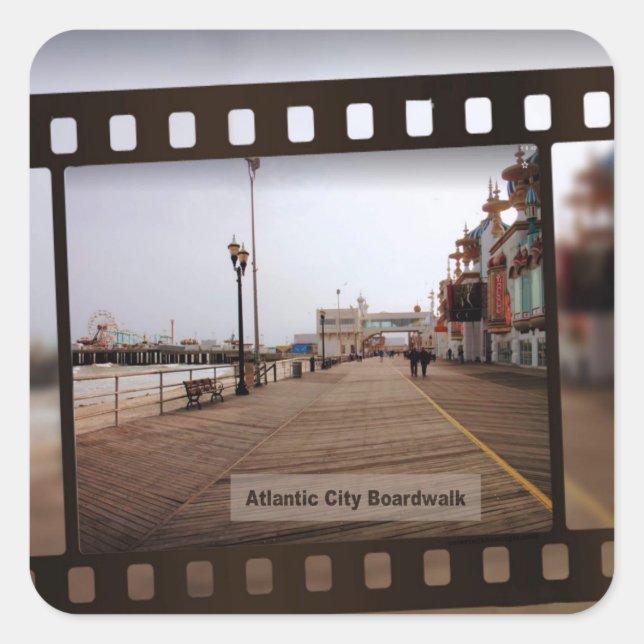 Adesivo Quadrado Atlantic City Beach Boardwalk sobre cinema (Frente)