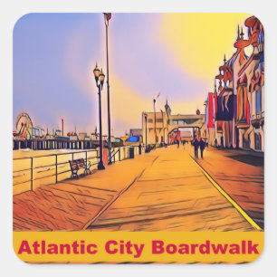 Adesivo Quadrado Atlantic City Boardwalk Pop Art