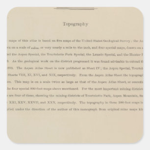 Adesivo Quadrado Atlas da legenda à geologia do distrito de Aspen