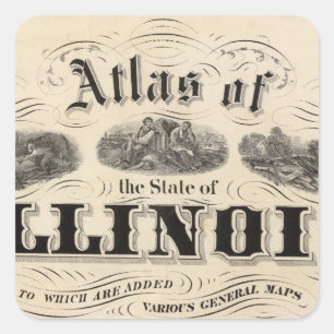Adesivo Quadrado Atlas do frontispício do estado de Illinois