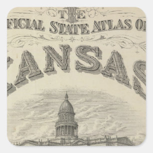 Adesivo Quadrado Atlas oficial do estado de Kansas do frontispício