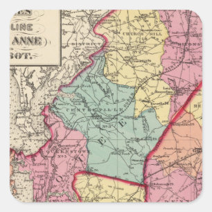 Adesivo Quadrado Atlas topográfico de condados de Maryland