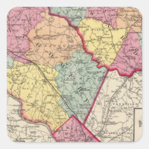 Adesivo Quadrado Atlas topográfico dos condados 2 de Maryland