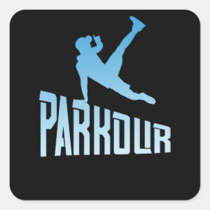 Adesivo Quadrado Atleta de Execução Livre de Parkour Freerunner