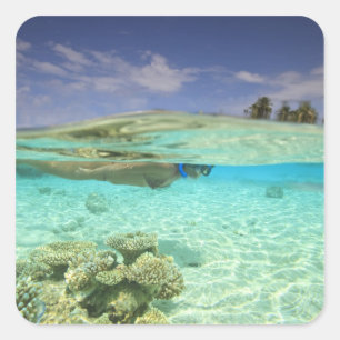 Adesivo Quadrado Atol Sul de Huvadhoo, Maldivas do Sul, Oceano Índi