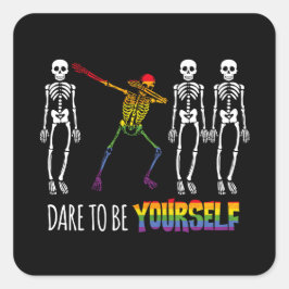 Adesivo Quadrado Atrevo-Me A Ser Você Mesmo, Halloween A Dabbing Sk