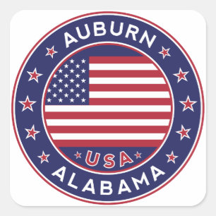 Adesivo Quadrado Auburn, Alabama, EUA