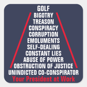 Adesivo Quadrado Aug. Trump de Obstrução de corrupção de colusão de