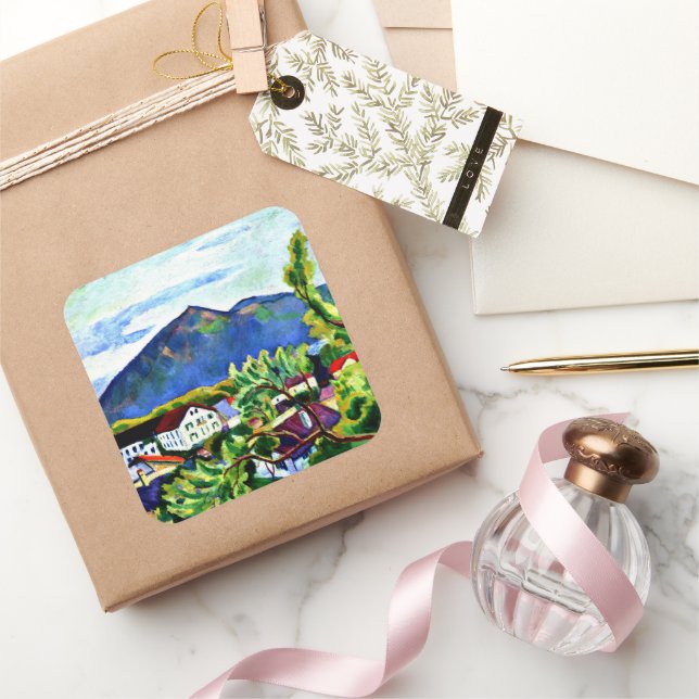 Adesivo Quadrado August Macke - Paisagem Primavera em Tegernsee (Presentear)