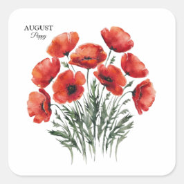 Adesivo Quadrado August Poppy Bloom - Presente de Aniversário Perso