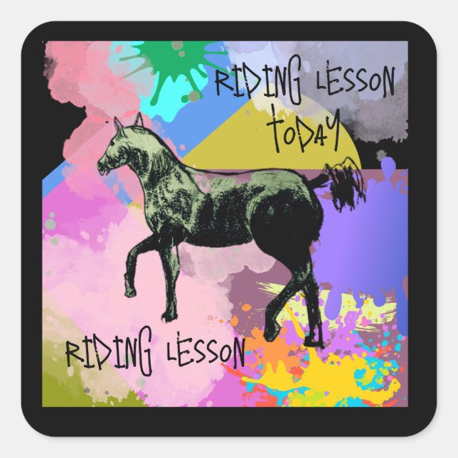 Adesivo Quadrado aula de equitação hoje (Frente)