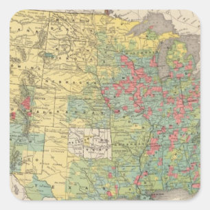 Adesivo Quadrado Aumento de população dos Estados Unidos, 1880-18