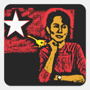 Adesivo Quadrado Aung San Suu Kyi