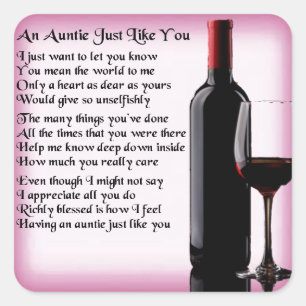Adesivo Quadrado Auntie Poema - design do vinho