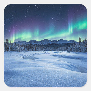 Adesivo Quadrado Aurora Boreal